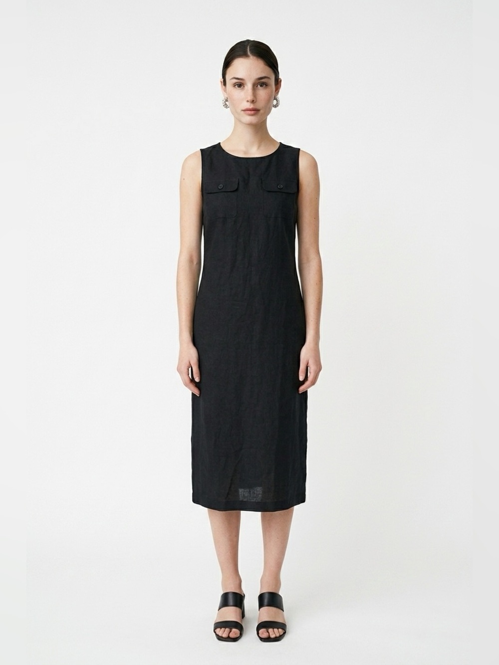 Midi length linen blend dress